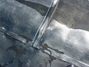 close up of a landfill membrane weld
