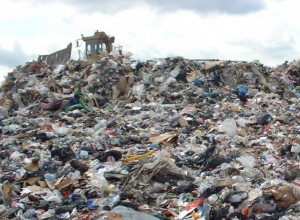 picture of landfill compactor and waste