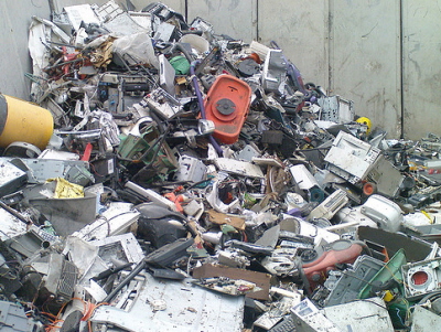 Recycling of Electrical and Electronic Goods - a waste electircal and electronic goods pile