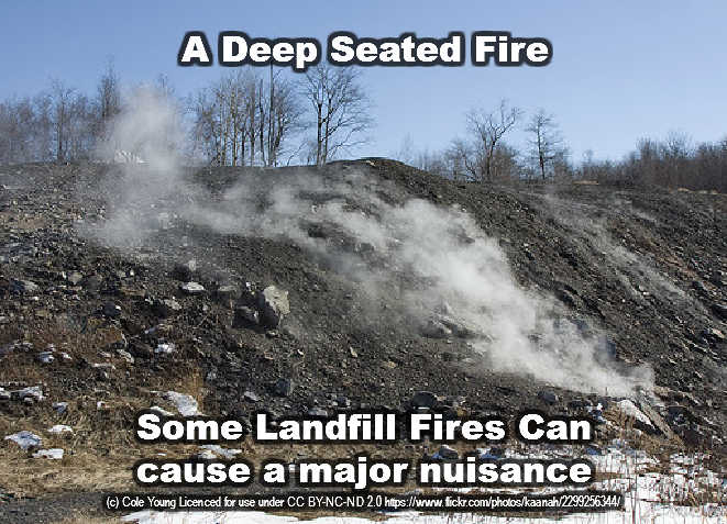 Image shows a landfill fire deep seated anthracite based.