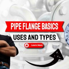 Image has text: "Pipe flange basics uses and types".