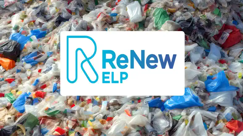 Renew ELP: UK Plastic recycling company logo in an image of plastic.