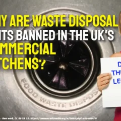 Image featured text. -Why are waste disposal units banned in commercial kitchens